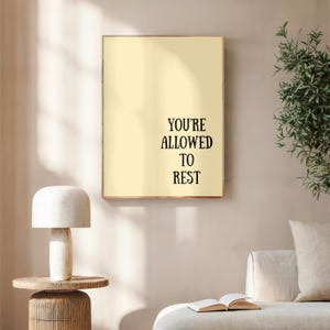 You Are Allowed to Rest Printable Wall Art - Affirmation Quote Poster, Aesthetic Positivity Print, Inspirational Decor for Bedroom or Office