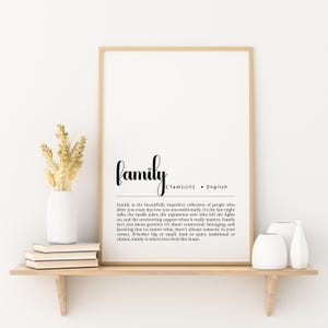 Family Definition Print Minimalist Wall Art Funny Reunion Poster Thoughtful Home Decor Gift for Office Coworkers or Boss