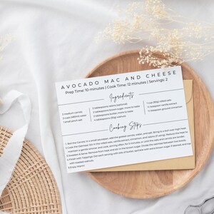 Minimalist Recipe Card Template: Editable Meal Planner (Digital Download)