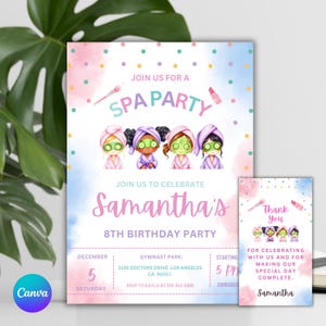Spa Party Invitation, Spa Birthday Invite, Editable Pamper Party Template, Tween Manicure & Pedicures Birthday, Glitz Glam Girls Invite!