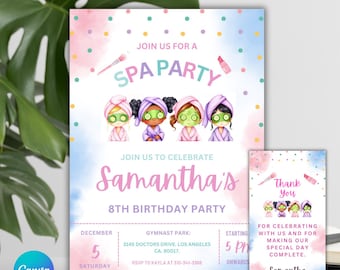 Glam Spa Party Invitation: Editable Canva Template (Digital Download)