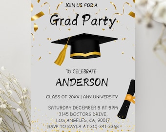Editable Graduation Party Invitation Template (PDF & Canva)