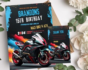 Motocross Birthday Invitation | Extreme Bike Party | Printable Digital Template
