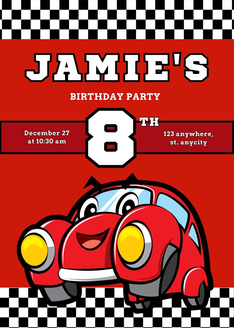 Editable Race Car Birthday Invitation | Racing Party Template (digital ...