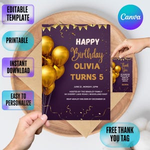 Editable birthday Invite, Let&#39;s Celebrate Invitation Template Editable Surprise Birthday Party Invite, Printable Birthday Invites