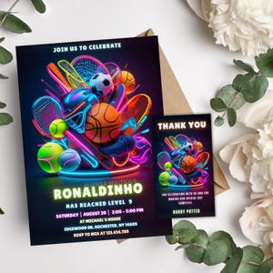 Modelo de convite para festa esportiva editável - Evite todos os esportes, futebol, convite de futebol, convite de basquete, convite personalizável e download instantâneo