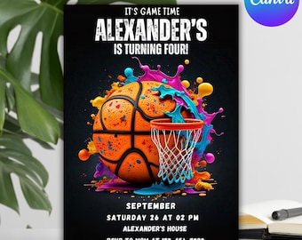 Lets Have a Ball Sports Party Invitation EDITABLE Birthday Invite Baseball Football Soccer Basketball Watercolor