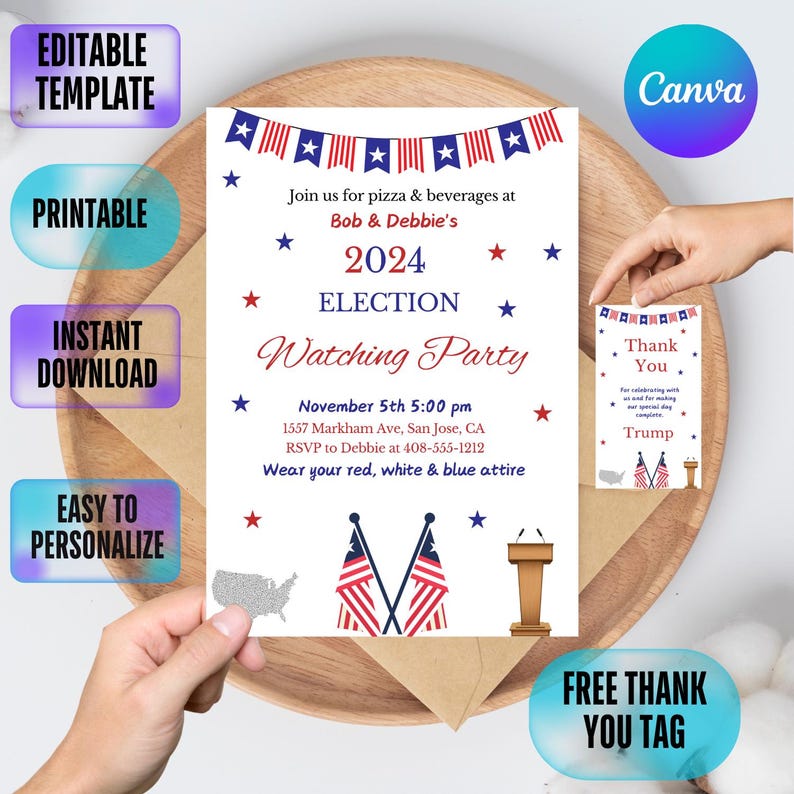 Editable Election Night Party Invitation Template (digital Download) - Etsy