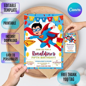 Editable Superhero Birthday Invitation: Spiderman, Avengers Theme (Instant Download)