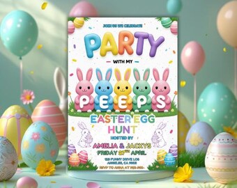 Ostereiersuche-Einladung, Party mit meinen Peeps, bearbeitbare Canva-Einladung (Instant Download)