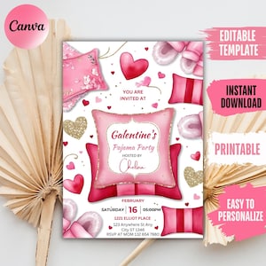 Galentine's Pajama Party Invitation Template (Digital Download)