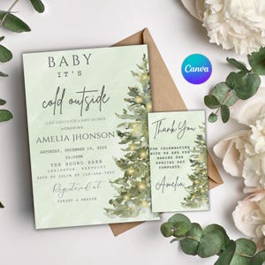 Christmas Tree Baby Shower Invitation: Editable Winter Theme (Digital Download)