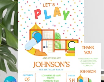 Editable Playground Birthday Party Invitation: Jungle Gym Theme (Canva Template)