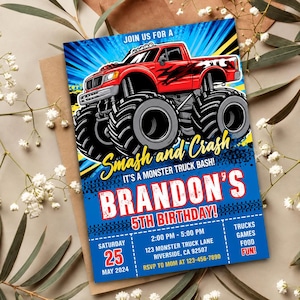 Bearbeitbare Monster-Truck-Geburtstagseinladung | Monster Jam Party digitaler Download