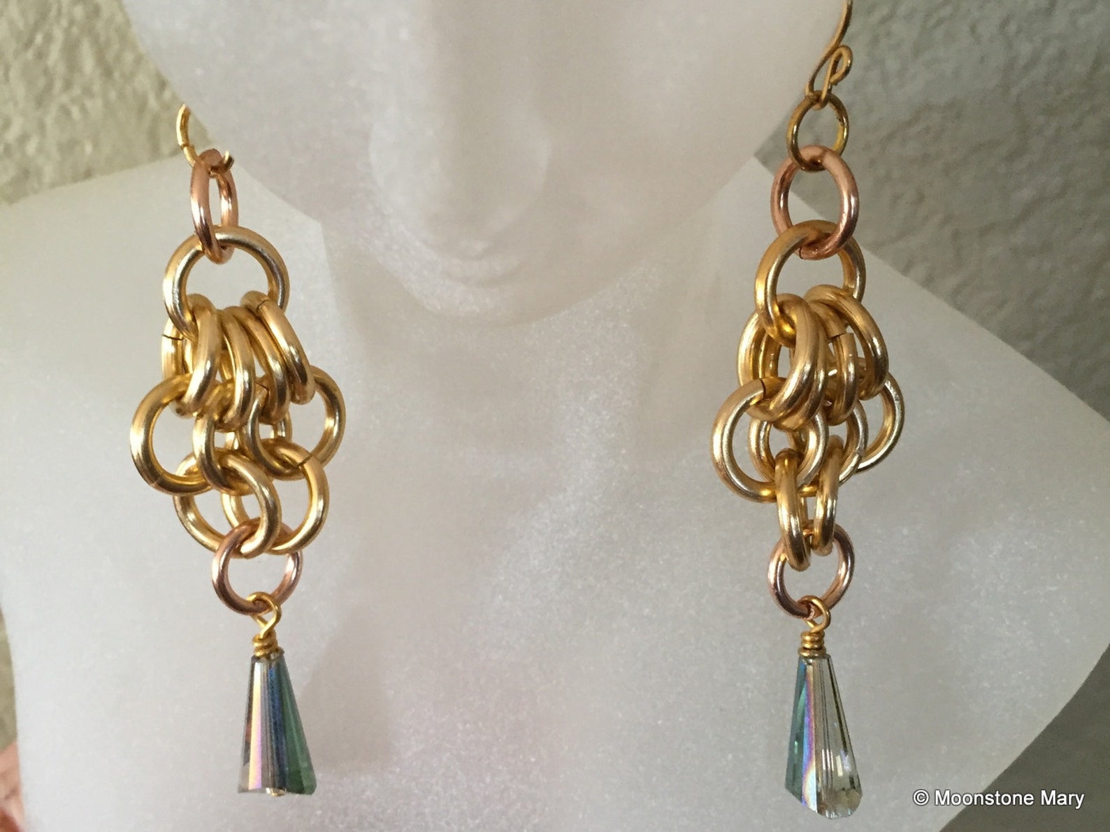 Handmade Crystal Earrings, Bridal Jewelry, Crystal Jewelry, Gift for Woman, Handmade Gold