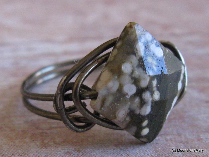 Ocean Jasper Ring, Gift for Woman, Handmade Custom Ring, Diamond Facet Gem Ring, Unique Stone Ring, Custom Sized Ring, Handmade Gifts woman image 6