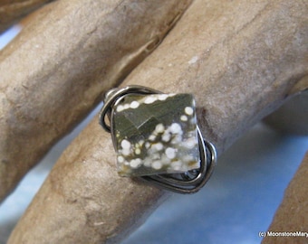 Ocean Jasper Ring, Gift for Woman, Handmade Custom Ring, Diamond Facet Gem Ring, Unique Stone Ring, Custom Sized Ring, Handmade Gifts woman