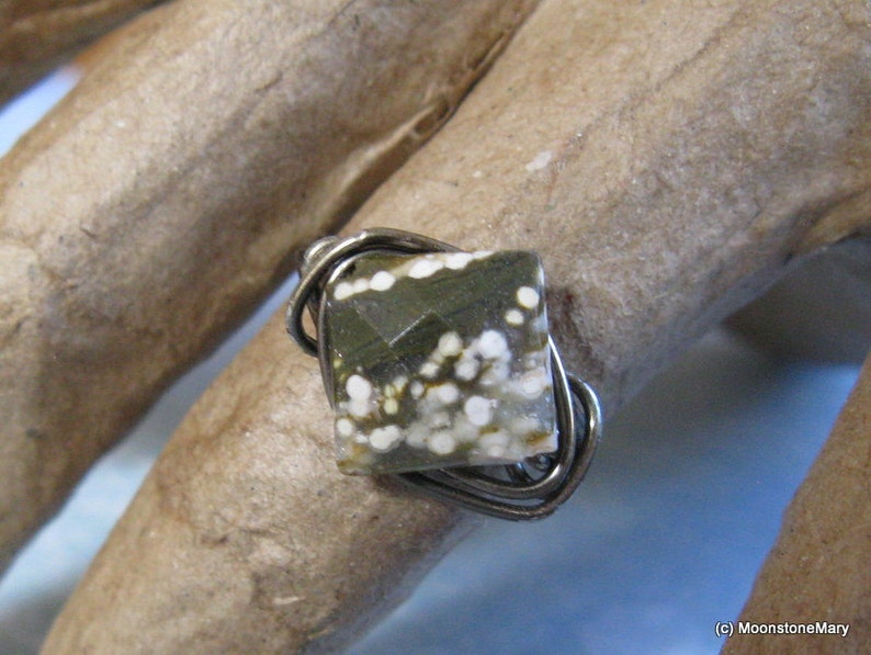 Ocean Jasper Ring, Gift for Woman, Handmade Custom Ring, Diamond Facet Gem Ring, Unique Stone Ring, Custom Sized Ring, Handmade Gifts woman image 1