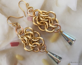 Handmade Crystal Earrings, Bridal Jewelry, Crystal Jewelry, Gift for Woman, Handmade Gold Earrings, Handmade Dangle Earrings, Christmas gift