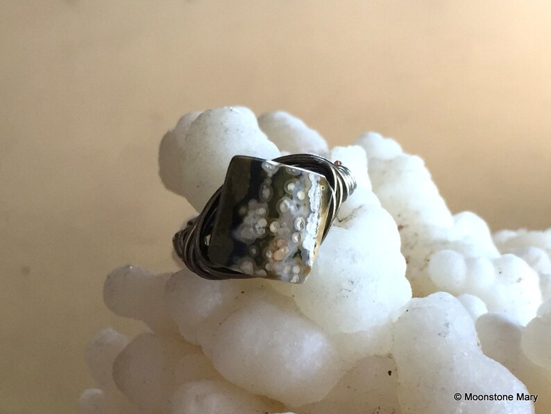 Ocean Jasper Ring, Gift for Woman, Handmade Custom Ring, Diamond Facet Gem Ring, Unique Stone Ring, Custom Sized Ring, Handmade Gifts woman image 8