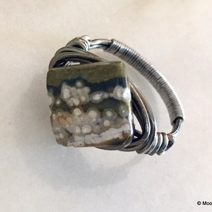 Ocean Jasper Ring, Gift for Woman, Handmade Custom Ring, Diamond Facet Gem Ring, Unique Stone Ring, Custom Sized Ring, Handmade Gifts woman image 2