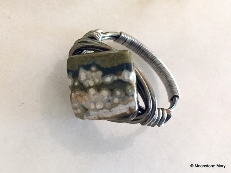 Ocean Jasper Ring, Gift for Woman, Handmade Custom Ring, Diamond Facet Gem Ring, Unique Stone Ring, Custom Sized Ring, Handmade Gifts woman image 2