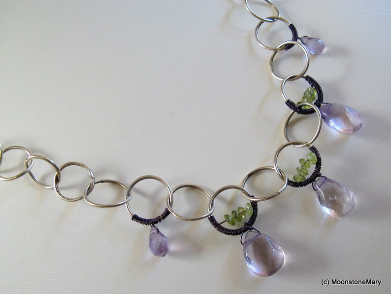 Gemstone Jewelry Peridot Purple Jewelry 17th Anniversary Gift Amethyst Necklace Gift for Mom Gift for Wife Mothers Day Gift