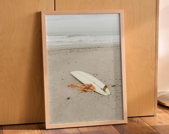 California Longboard Photography - Surf spot in California Coastal Print - Vintage Style, Surfboard - California Beach Home Decor