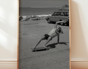 Vintage 70's Skate Print - Dogtown Skate - Beach House Decor - Vintage California Poster - Ocean Art - Z-boy Surfer