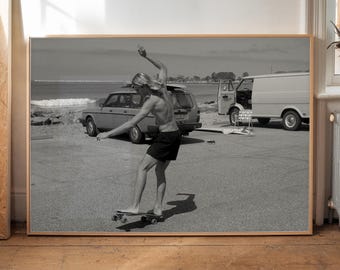 Vintage California 70's Surf Skate Print - Lords of Dogtown- Seaside Art Print - Beach House Decor - Surf Lover Poster - Surfing Wall Art