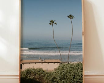 California Palm Tree Print - San Clemente - Vintage Surfing Poster - Beach House Decor - Surf Shack Home
