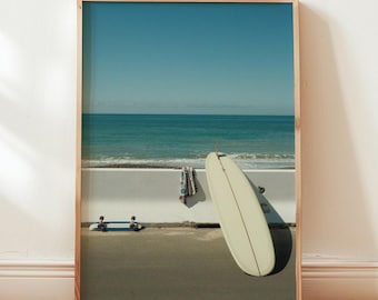 Surfing Day California - Vintage Surf Print - Beach House Decor - Surf Shack Style