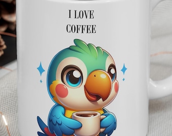 Funny Parrot Ceramic Coffee Mug, Gift for Parrot Lovers