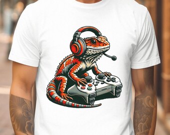 Bearded Dragon Gamer T-Shirt, Reptile Lover Gift