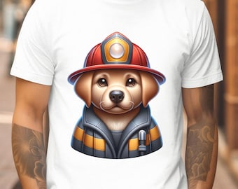 Funny Dog Fireman T-Shirt, Animal Rescue Graphic Tee