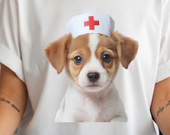 Puppy Nurse T-Shirt, Dog Lover Medical Tee, Unisex Softstyle Top