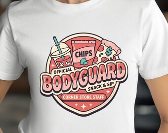 Bodyguard snacks tee | Bodega NYC Spanglish, Y2K deli sign vibes