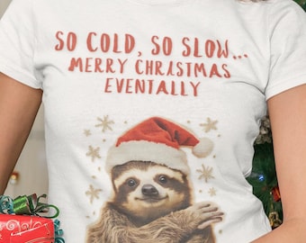 Funny Christmas Sloth Unisex Tee, Holiday Event Animal Lover Shirt, Festive Xmas Gift Top