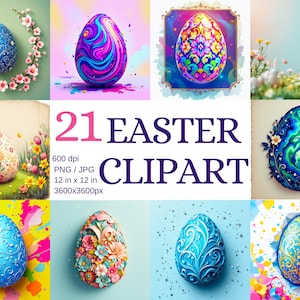 Colorful Easter Egg Clipart: Scrapbook Paper PNG (Digital Download)