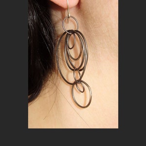 Super Loopy Earrings, Silver, Oxidized Hoop, Statement, Edgy, Hip, Funky Earrings image 7