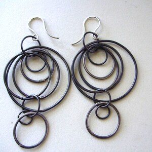 Super Loopy Earrings, Silver, Oxidized Hoop, Statement, Edgy, Hip, Funky Earrings image 2