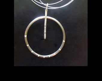 Radius Pendant, Minimalist, Geometric, Silver, Textured Circle, Math Jewelry, Artisan, OOAK Jewelry