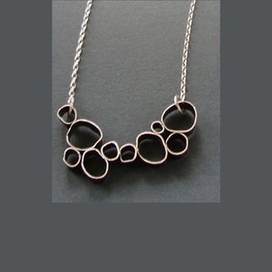 Organic Loops Pendant, Silver Ovals, Funky Circles, Edgy, Modern Necklace, Artisan Metalwork image 1