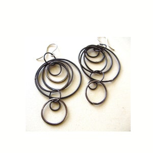 Super Loopy Earrings, Silver, Oxidized Hoop, Statement, Edgy, Hip, Funky Earrings image 1