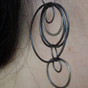 Super Loopy Earrings, Silver, Oxidized Hoop, Statement, Edgy, Hip, Funky Earrings image 6