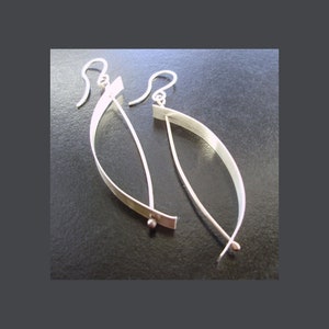 Silver Crescent Earrings, Halfmoons, Sculptural Earrings, Modern, Art Jewelry, Silver Moons, Lightweight Earrings