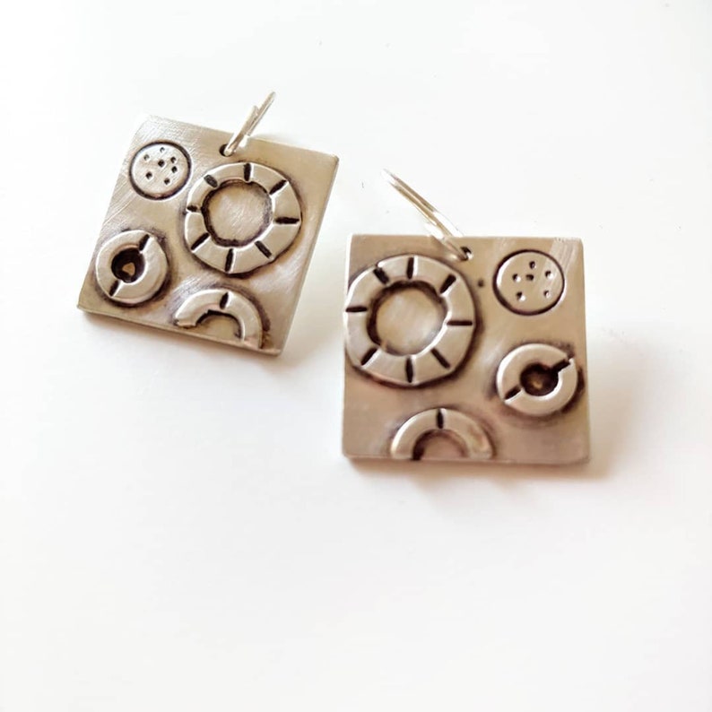 Diatom Earrings, Sterling Silver Circle Earrings, OOAK, Modern, Organic Jewelry image 6