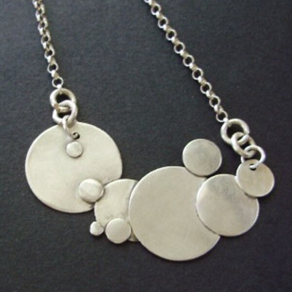 Hydrophilic Silver Necklace, Bubble Necklace, Circles Necklace, Artisan Jewelry, Bubble Pendant 2