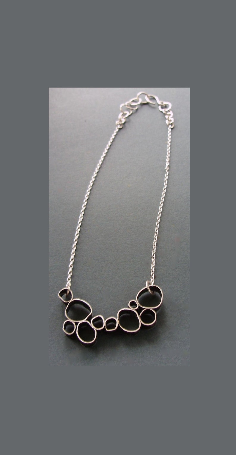 Organic Loops Pendant, Silver Ovals, Funky Circles, Edgy, Modern Necklace, Artisan Metalwork image 2