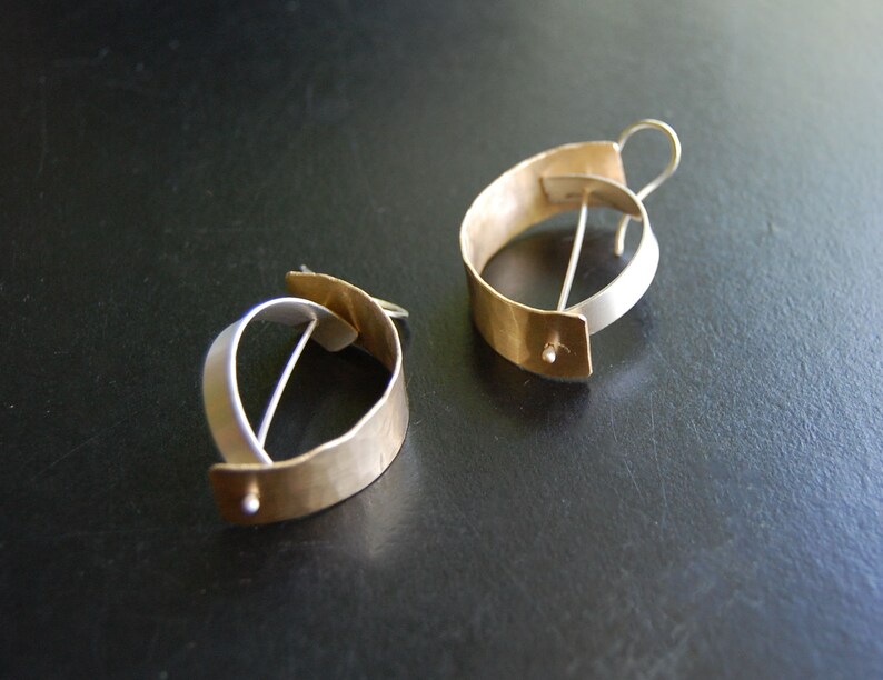Crescent Brass Drop Earrings